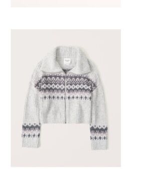 Abercrombie & Fitch Fairisle Full Zip Gray Apres Ski Patterned Swearer